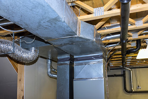 HVAC Ducts in Chicago basement